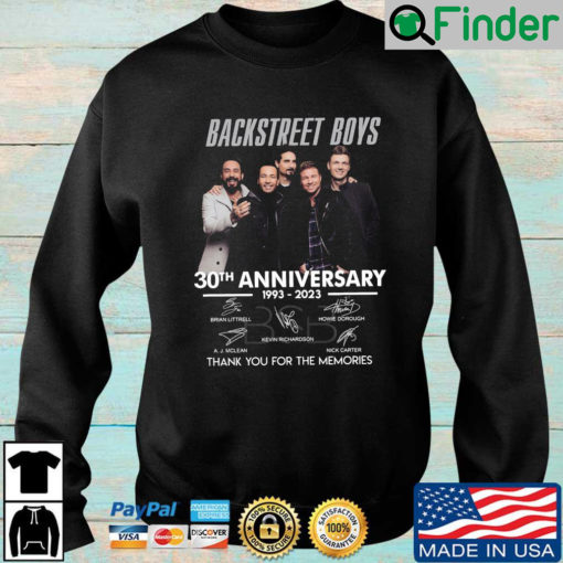 Backstreet boys 30th anniversary 1993 2023 signatures thank you for the memories Sweatshirt