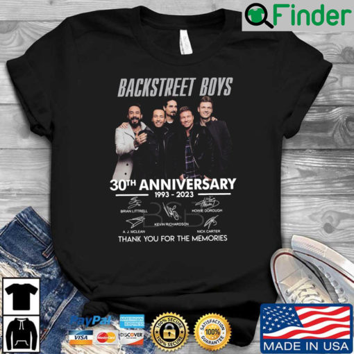 Backstreet boys 30th anniversary 1993 2023 signatures thank you for the memories shirt