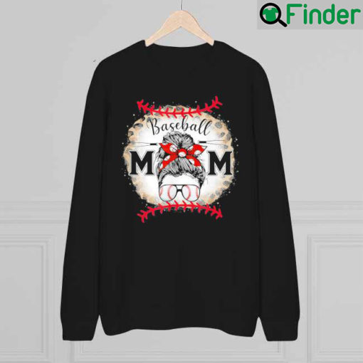 Baseball Mom Mothers Day 2022 Leopard Messy Bun Sweatshirt
