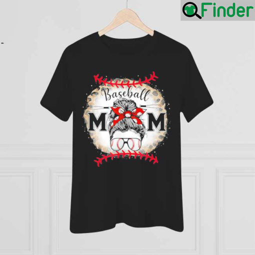 Baseball Mom Mothers Day 2022 Leopard Messy Bun T Shirt