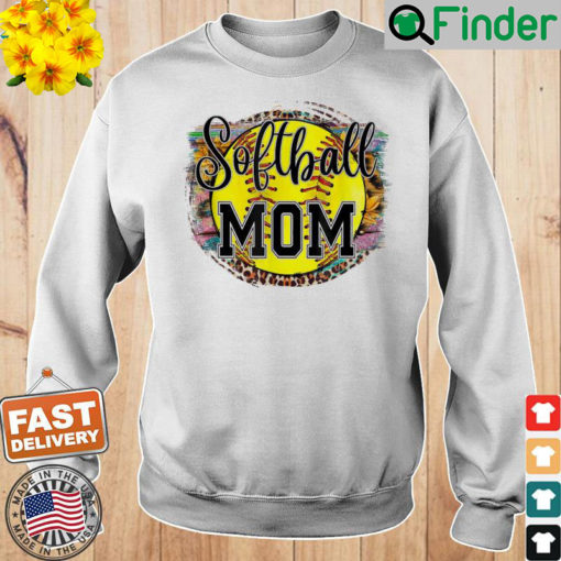 Baseball Mom Softball Mom Mothers Day 2022 Leopard Sunflower Sweatshirt