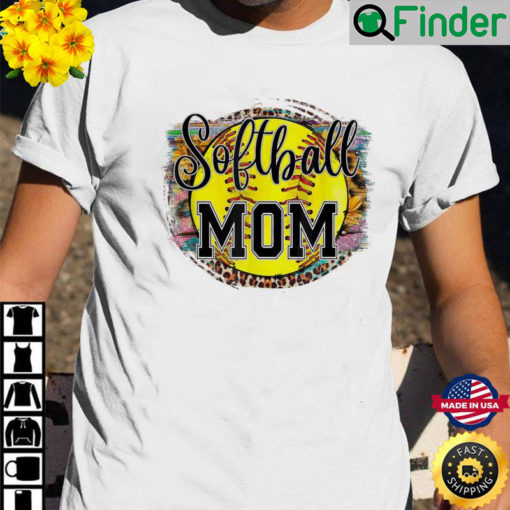 Baseball Mom Softball Mom Mothers Day 2022 Leopard Sunflower T Shirt