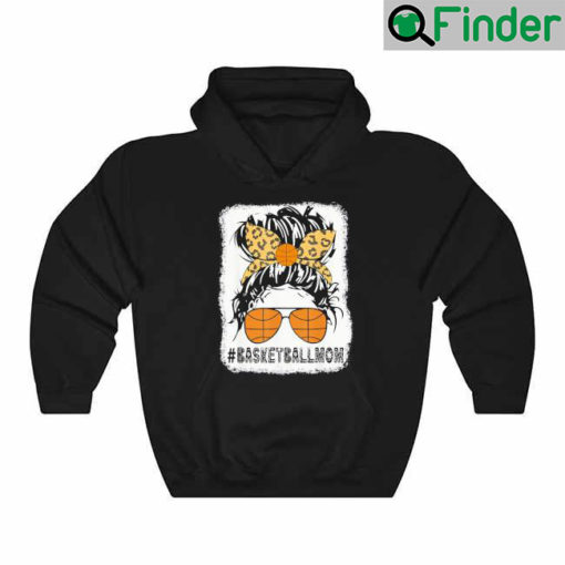 Basketball Mom basketball Mom Messy Bun Leopard Mothers Day Hoodie