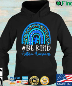 Be Kind Autism Awareness Women Girls Leopard Rainbow Print Hoodie