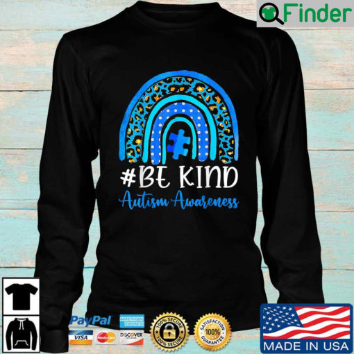 Be Kind Autism Awareness Women Girls Leopard Rainbow Print Sweatshirt