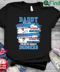 Daddy You Are As Proud As Mookie Betts As Strong As Chris Taylor As Fast As Clayton Kershaw Shirt