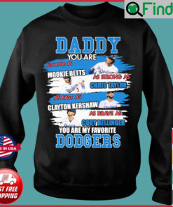 Daddy You Are As Proud As Mookie Betts As Strong As Chris Taylor As Fast As Clayton Kershaw Sweatshirt