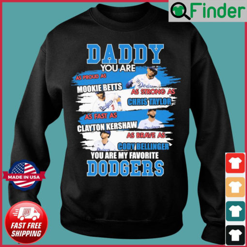 Daddy You Are As Proud As Mookie Betts As Strong As Chris Taylor As Fast As Clayton Kershaw Sweatshirt