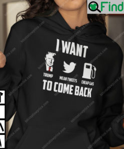 I Want Trump To Come Back Trump Mean Tweets Cheap Gas Hoodie