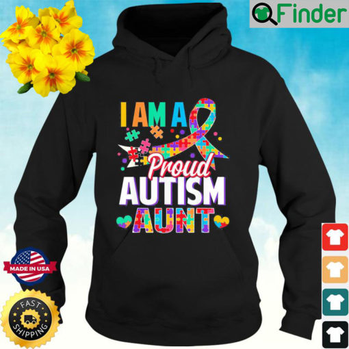 Im a Proud Autism Aunt Autism Awareness Puzzle Piece Auntie Hoodie