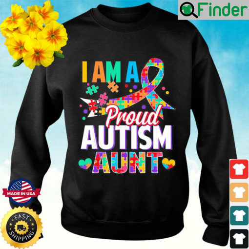 Im a Proud Autism Aunt Autism Awareness Puzzle Piece Auntie Sweatshirt