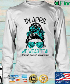 In April We Wear Teal Sexual Assault Awareness Messy Bun Sweatshirt