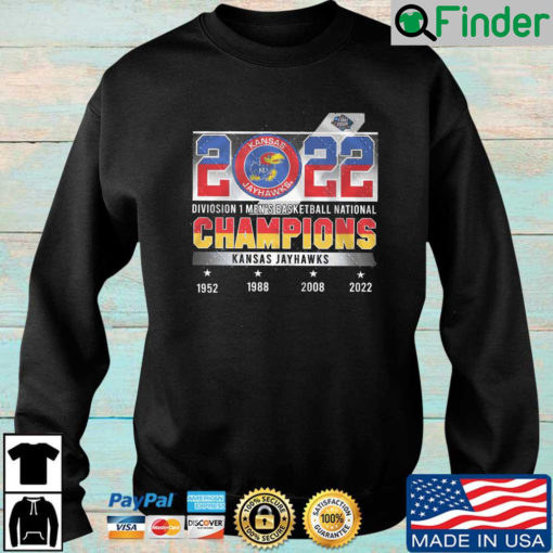 Kansas Jayhawks 2022 Division 1 Mens Basketball National Champions 1952 2022 sweatshirt