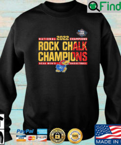 Kansas Jayhawks 2022 national champions rock chalk champions NCAA mens basketball sweatshirt