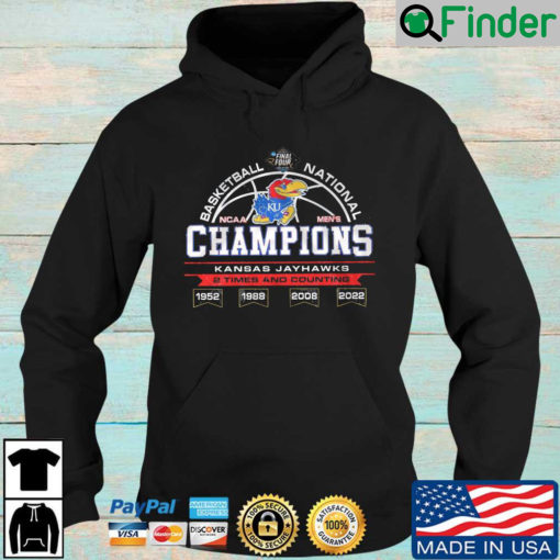 Kansas Jayhawks Basketball National NCAA Mens Champions 2 Times And Counting 1952 2022 Hoodie