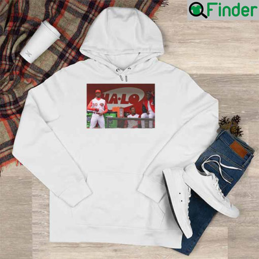 Ken Griffey Jr Barry Larkin And Deion Sanders Together In The Reds Dugout Hoodie