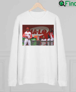 Ken Griffey Jr Barry Larkin And Deion Sanders Together In The Reds Dugout Sweatshirt