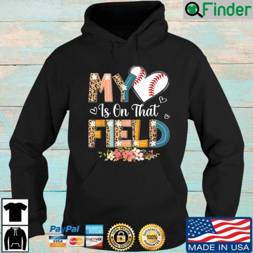 Leopard Baseball Mom My Heart Is On That Field Mothers Day Hoodie