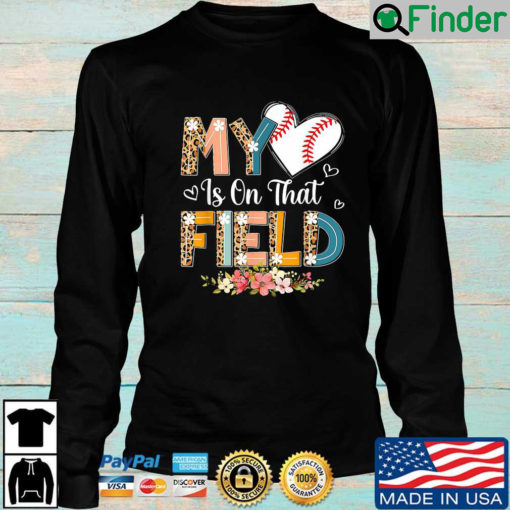 Leopard Baseball Mom My Heart Is On That Field Mothers Day Sweatshirt