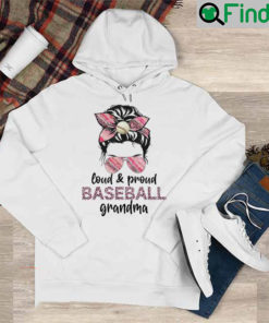 Loud Proud BaseBall Grandma Life Messy Bun Leopard Game Day Hoodie