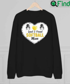 Loud Proud Softball Mom Messy Bun Hair Mothers Day Sweatshirt