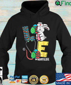 Love Nurse Life Easter Bunny Eggs Stethoscope Hoodie