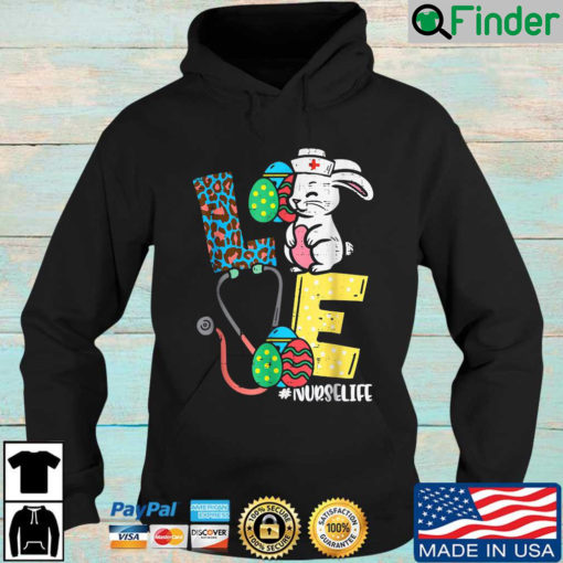 Love Nurse Life Easter Bunny Eggs Stethoscope Hoodie