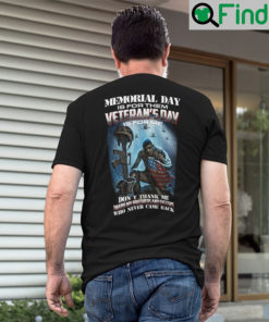 Memorial Day Is For Them Veterans Day Is For Me T Shirt