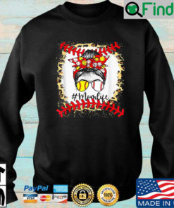 Messy bun baseball mom life sweatshirt