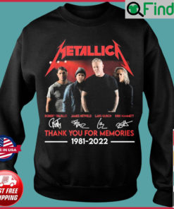 Metallica Thank You For The Memories 1981 2022 Signatures Sweatshirt