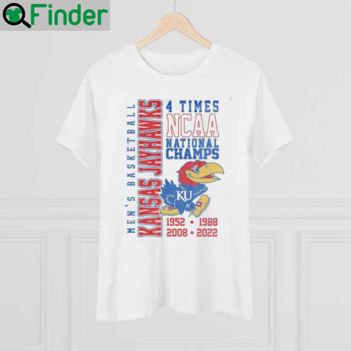 Nice 4 Time Ncaa National Champions 1952 1988 2008 2022 Kansas Jayhawks Shirt