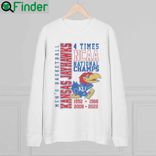 Nice 4 Time Ncaa National Champions 1952 1988 2008 2022 Kansas Jayhawks Sweatshirt