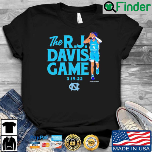 North Carolina Tar Heels R.J. Davis game 3 19 22 shirt