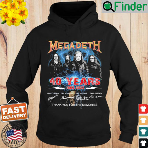 Official Megadeth 40 Years 1983 2023 Signatures Thank You For The Memories Hoodie