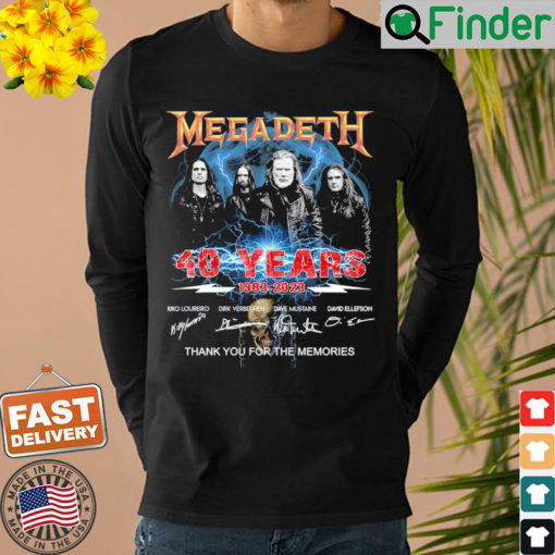 Official Megadeth 40 Years 1983 2023 Signatures Thank You For The Memories Sweatshirt