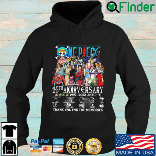 One Piece 25th anniversary 1997 2022 thank you for the memories signatures Hoodie