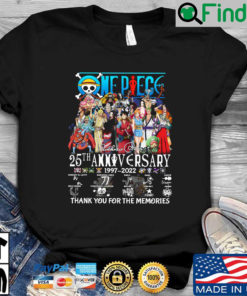 One Piece 25th anniversary 1997 2022 thank you for the memories signatures shirt