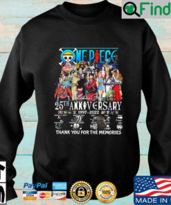 One Piece 25th anniversary 1997 2022 thank you for the memories signatures sweatshirt