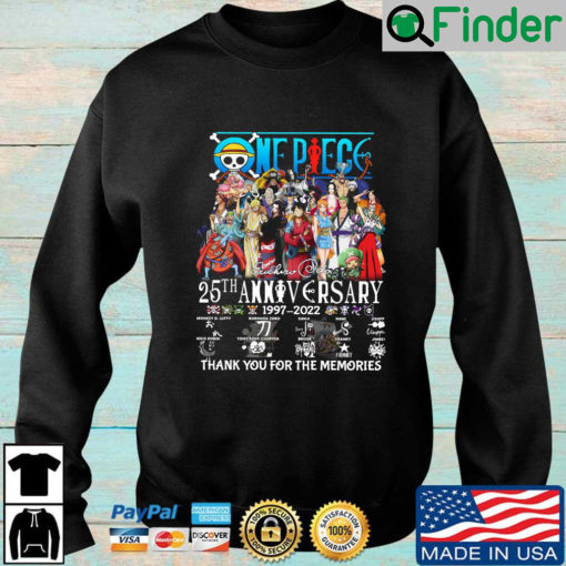 One Piece 25th anniversary 1997 2022 thank you for the memories signatures sweatshirt