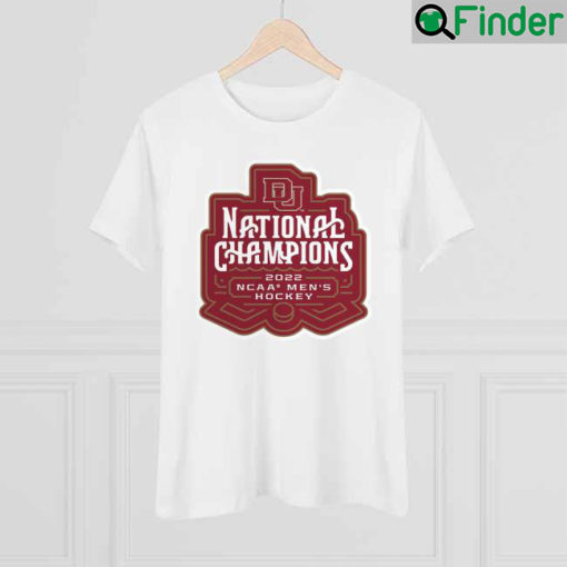 Original frozen Four Denver Pioneers 2022 NCAA Mens Ice Hockey National Champions Official Puck T Shirt