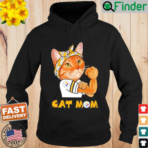 Pittsburgh Steelers Football Cat Mom Strong Hoodie