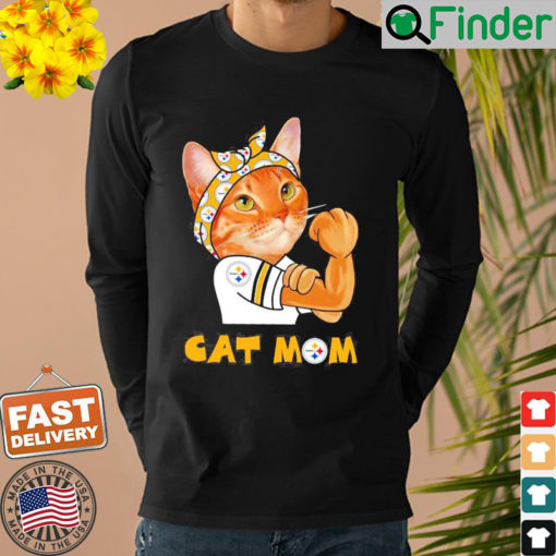 Pittsburgh Steelers Football Cat Mom Strong Sweatshirt 1