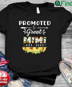 Promoted To Great Mimi Est 2023 Floral First Time Grandma Shirt