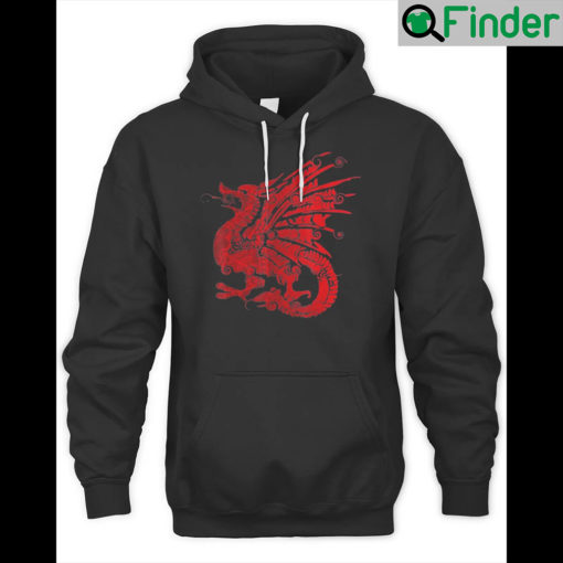 Red Fierce Dragon with Spiked Wings and Mandala Dragon Skin Hoodie