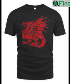 Red Fierce Dragon with Spiked Wings and Mandala Dragon Skin Shirt