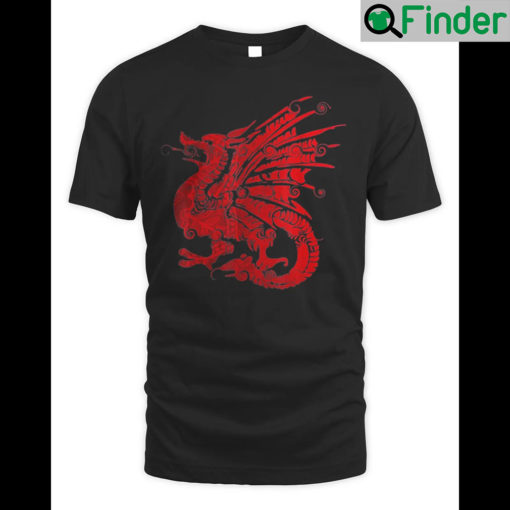 Red Fierce Dragon with Spiked Wings and Mandala Dragon Skin Shirt