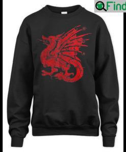 Red Fierce Dragon with Spiked Wings and Mandala Dragon Skin Sweatshirt