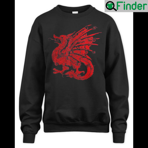 Red Fierce Dragon with Spiked Wings and Mandala Dragon Skin Sweatshirt