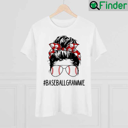 Softball Baseball Grammie Life Messy Bun Mothers Day T Shirt