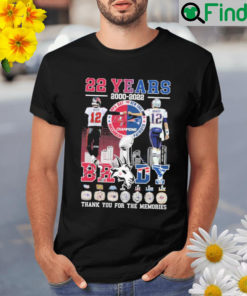 Tampa bay buccaneers and new england Patriots 22 years 2000 2022 Brady thank you for the memories Shirt